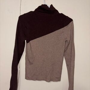 Two-Tone Turtleneck Sweater
